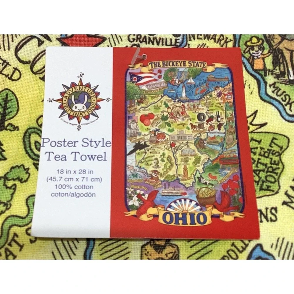 NEW Kay Dee Designs Ohio the Buckeye State Poster Style Tea Towel 18